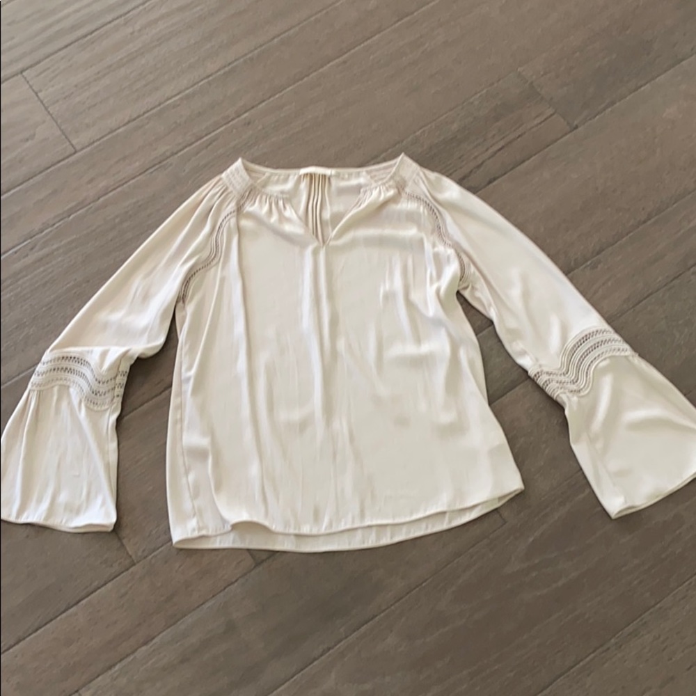 Ramy Book Bell-Sleeved Blouse with Crochet Detail